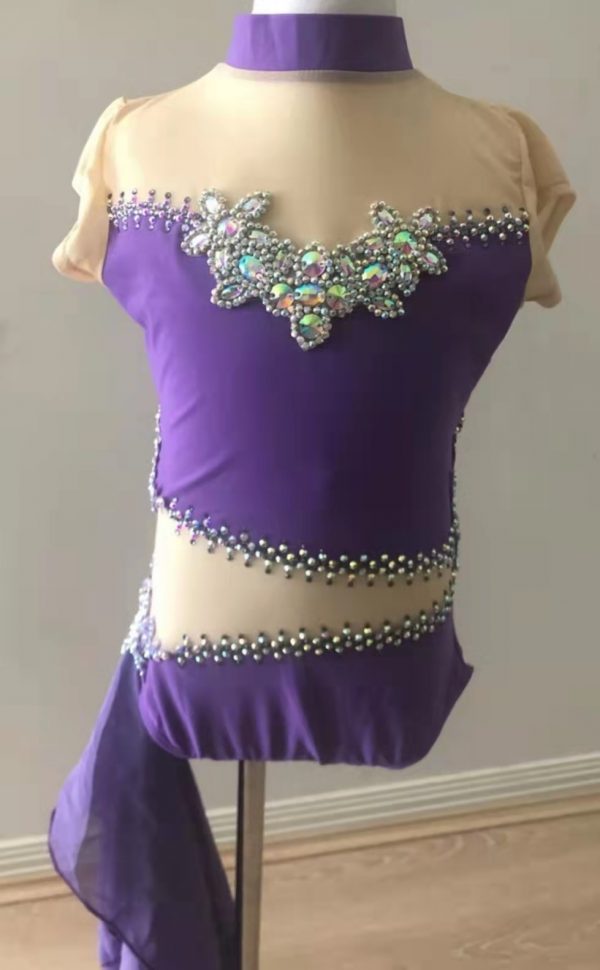 High finished Modern Lyrical dance costume in lavender colour, Children size 12 - Image 6