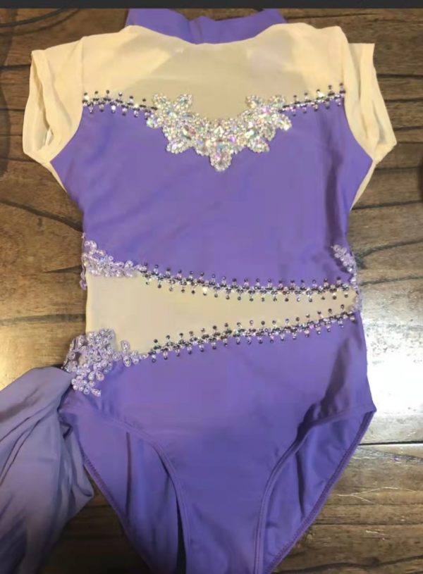 High finished Modern Lyrical dance costume in lavender colour, Children size 12