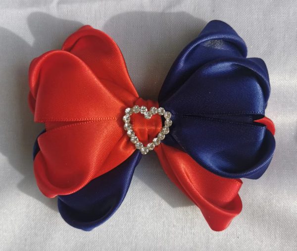 Navy and dark red school bows clip/elastic/headband - Image 4