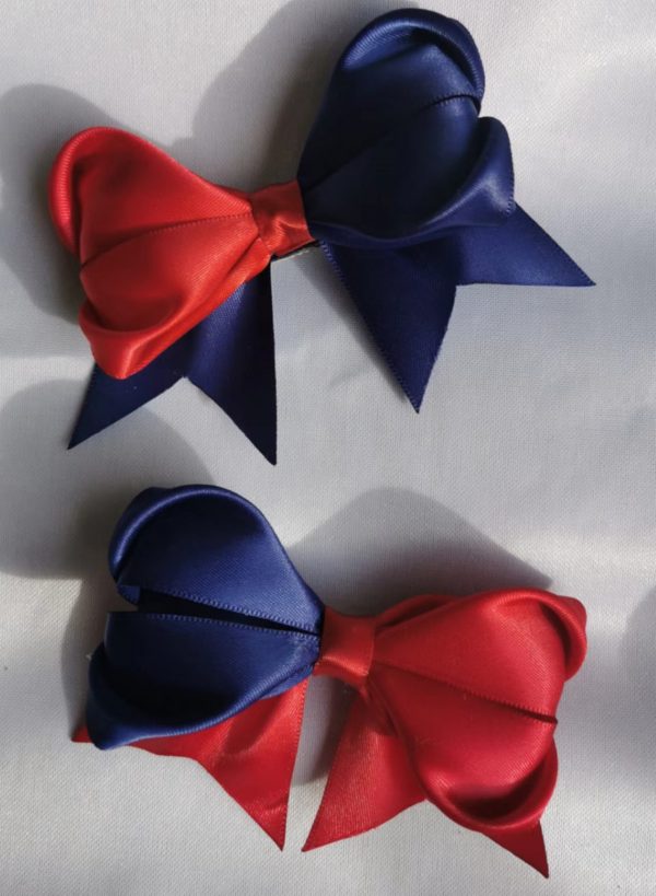 Love heart hair bow clips/elastics - School bows - Image 4