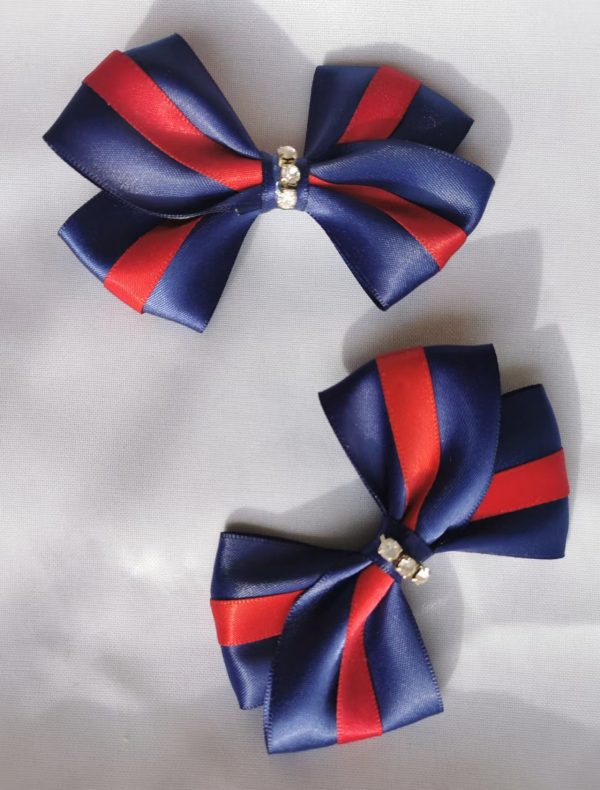 Navy and dark red school bows clip/elastic/headband - Image 10