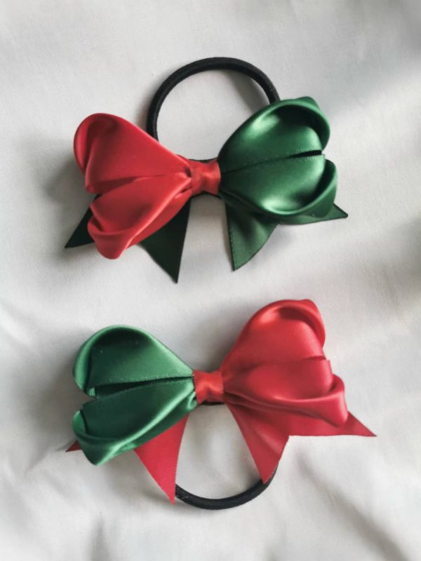 Love heart hair bow clips/elastics - School bows - Image 2