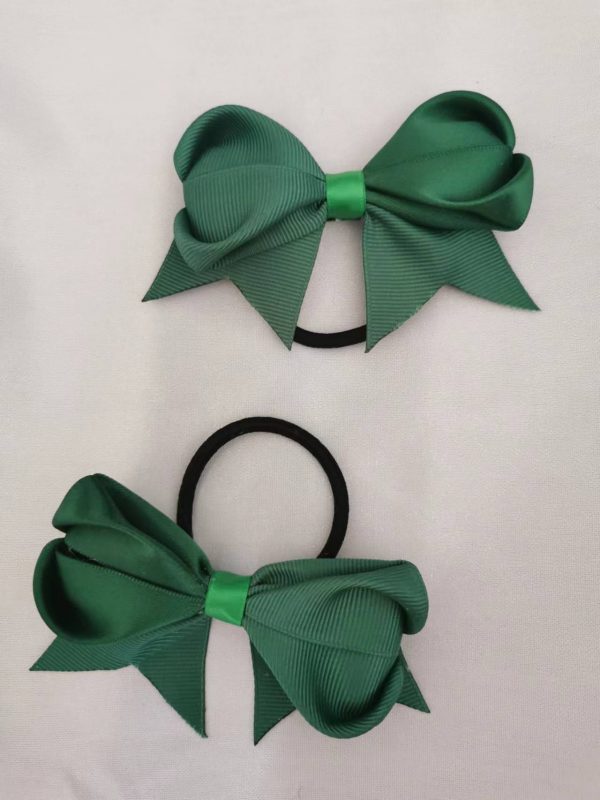 Love heart hair bow clips/elastics - School bows - Image 3