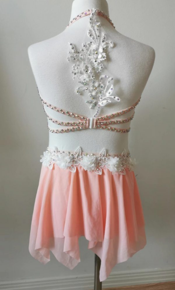 High finished custom made Lyrical dance costume - Peach colour, Chlidren size 7/8 - Image 3