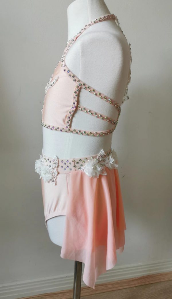 High finished custom made Lyrical dance costume - Peach colour, Chlidren size 7/8 - Image 4