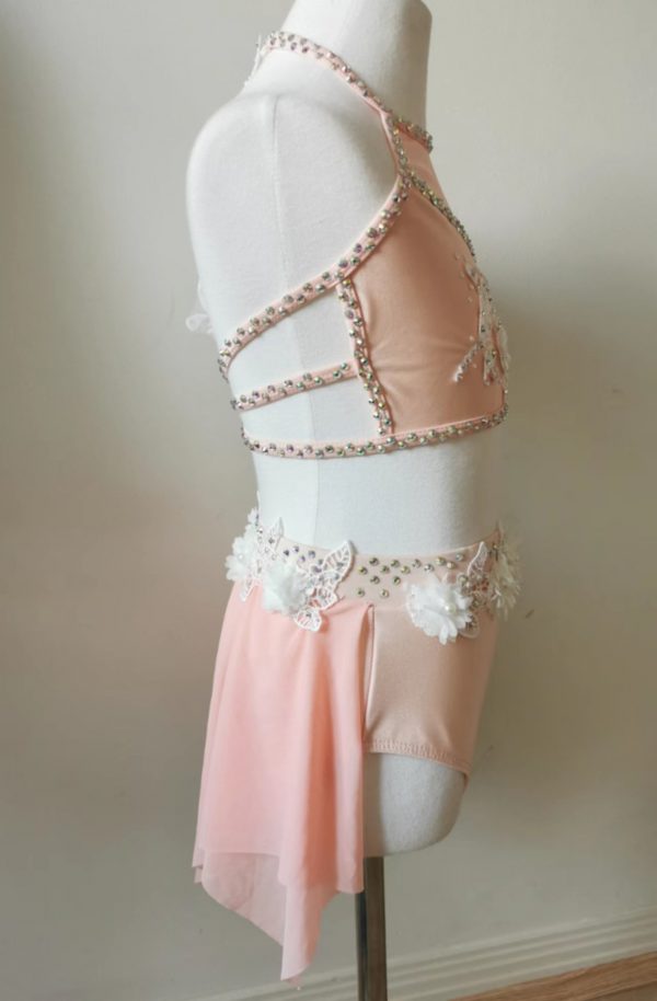 High finished custom made Lyrical dance costume - Peach colour, Chlidren size 7/8 - Image 5