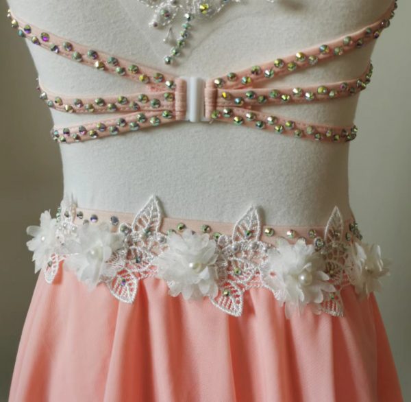 High finished custom made Lyrical dance costume - Peach colour, Chlidren size 7/8 - Image 7