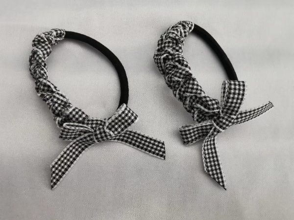 Hand braided plaited Hair bow elastics  (Pair)