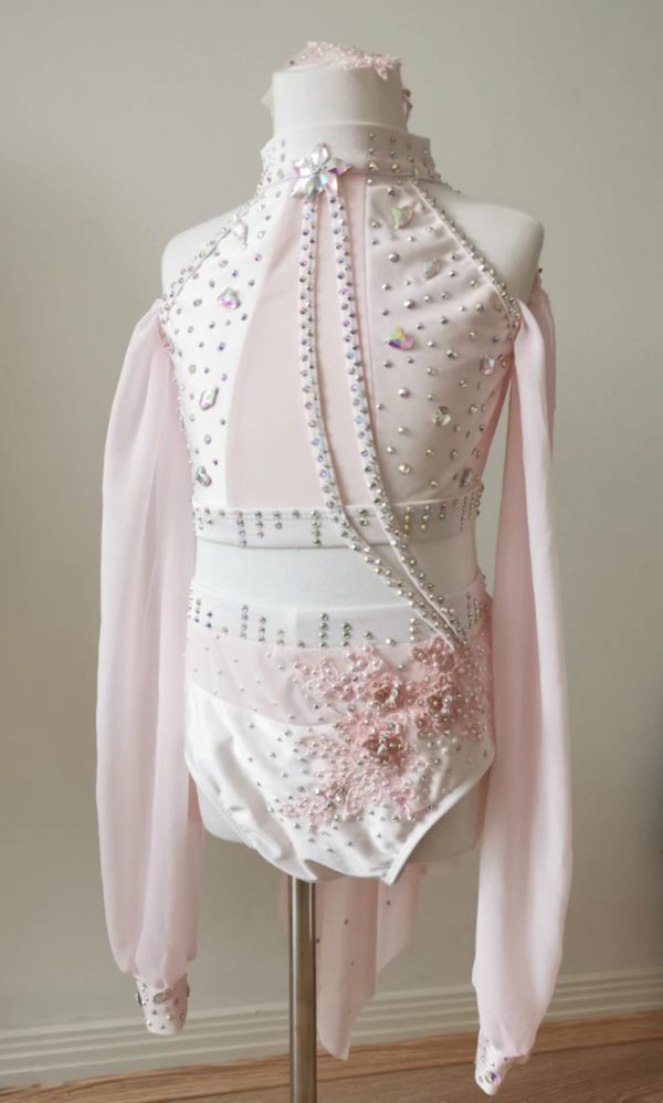 High finished custom made Lyrical  dance costume - Pale pink colour, Children size 8 - Image 2