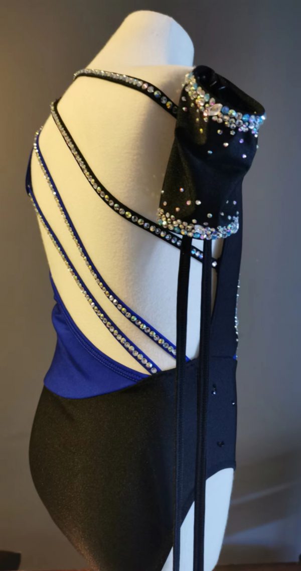 High finished custom made Contemporary dance costume - Royal blue colour, Children size 10 - Image 5