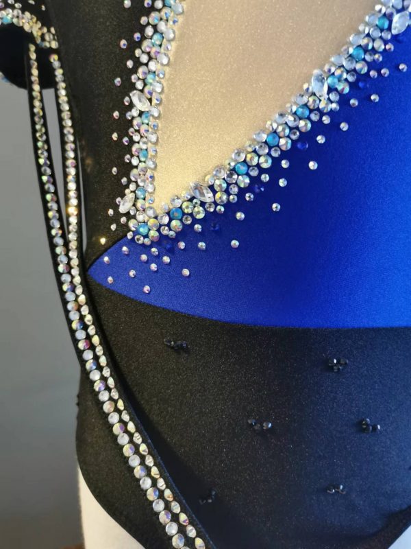 High finished custom made Contemporary dance costume - Royal blue colour, Children size 10 - Image 7